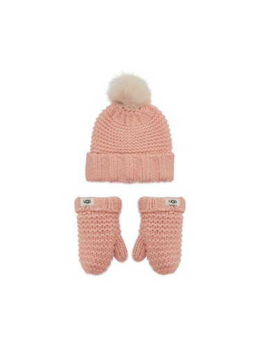 Ugg Комплект шапка и ръкавици K Infant Knit Set 20124 Розов