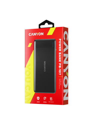CANYON PB-107, Power bank 10000mAh Li-poly battery, Input Micro/PD 18W