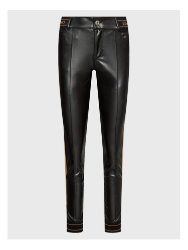 Ermanno Firenze Панталони от имитация на кожа P008ES2 Черен Slim Fit
