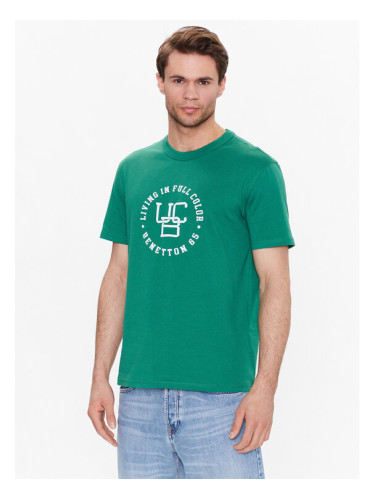 United Colors Of Benetton Тишърт 3YR3U1050 Зелен Regular Fit