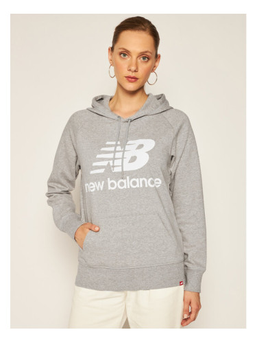 New Balance Суитшърт Esse po Hoodie NBWT0355 Сив Relaxed Fit