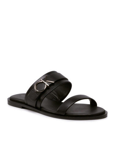 Calvin Klein Чехли Almond Flat Slide W/Hdw HW0HW00679 Черен