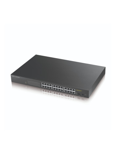Комутатор ZyXEL GS1900-24HP v2, 24-port GbE L2 PoE Smart Switch, rackm