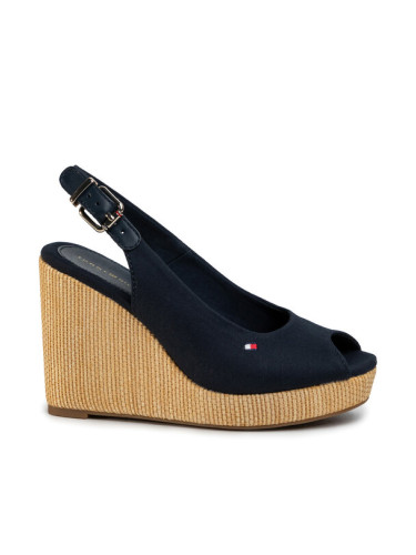 Tommy Hilfiger Сандали Iconic Elena Sling Back Wedge FW0FW04789 Тъмносин