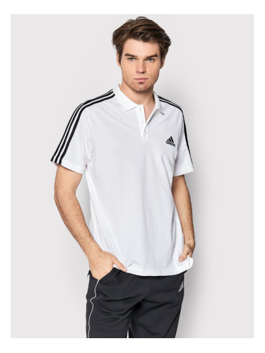 adidas Тениска с яка и копчета Aeroready Essentials Pique Embroidered Small Logo 3-Stripes GK9138 Бял Regular Fit