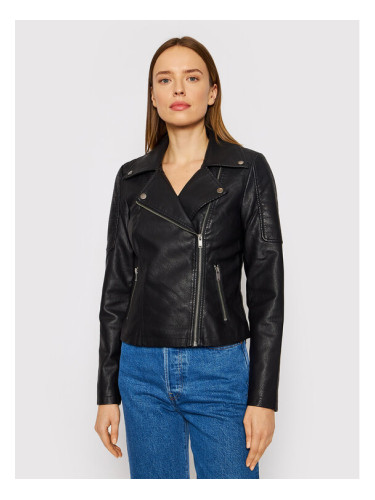 Noisy May Яке от имитация на кожа Rebel 27000741 Черен Slim Fit