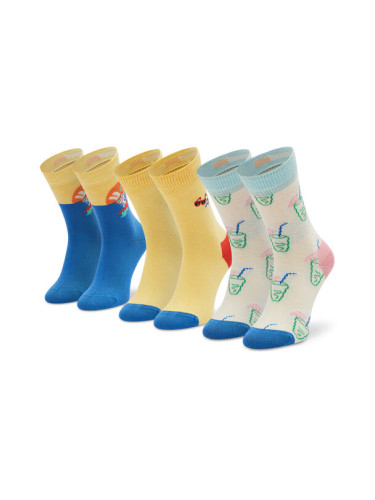 Happy Socks Комплект 3 чифта дълги чорапи детски XKTRA08-2000 Син