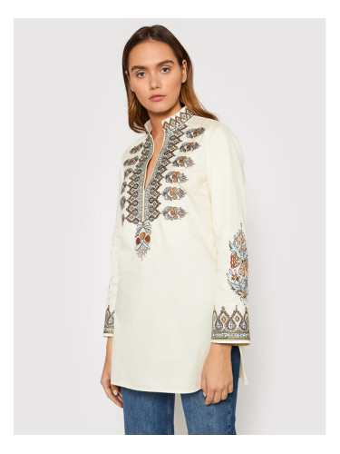 Tory Burch Туника Embroidered 87518 Бежов Relaxed Fit