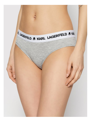 KARL LAGERFELD Класически дамски бикини Logo Hipsters 211W2106 Сив