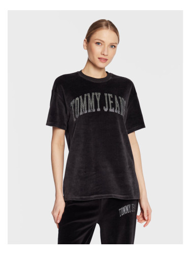 Tommy Jeans Тишърт Rhinestone DW0DW14903 Черен Oversize