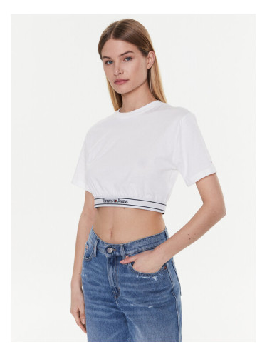Tommy Jeans Тишърт DW0DW15167 Бял Cropped Fit