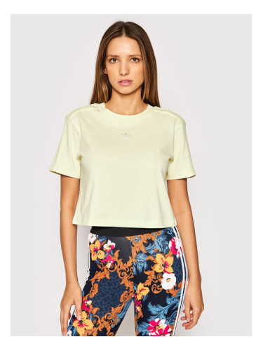 adidas Тениска от техническо трико Luxe H56452 Жълт Regular Fit