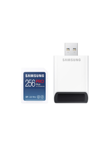 Памет Samsung 256GB SD PRO Plus + Reader, Class10, Read 160MB/s - Writ