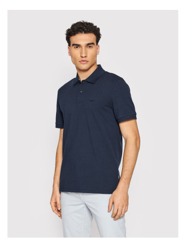 Boss Тениска с яка и копчета Pallas 50468362 Тъмносин Regular Fit