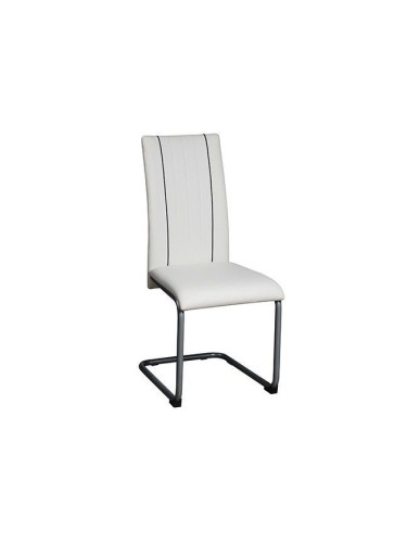 ПИТЪР ТРАПЕЗЕН СТОЛ 43/55.5/96.5h БЯЛА ЕКО КОЖА С ЧЕРЕН ШЕВ