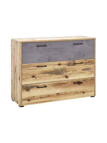 КОМОД АЛИКАНТЕ 120/38/89.4 В ТЕКСТУРА АЛПИЙСКИ ДЪБ И СИВ ЦВЯТ БЕТОН