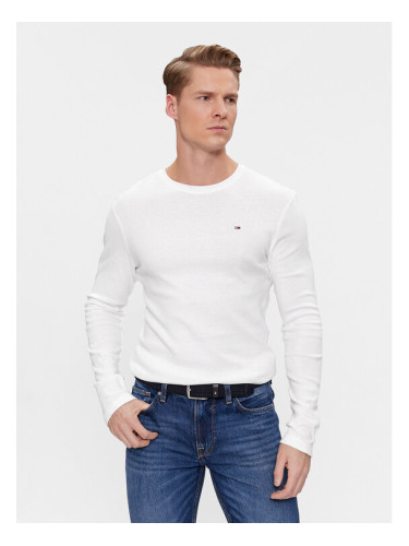 Tommy Jeans Тениска с дълъг ръкав DM0DM04409 Бял Slim Fit