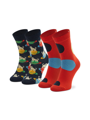 Happy Socks Комплект 2 чифта дълги чорапи детски KLAI02-6500 Червен