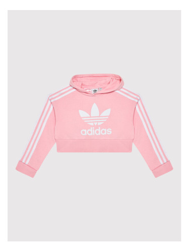 adidas Суитшърт adicolor Cropped HD2008 Розов Loose Fit