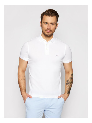 Tommy Hilfiger Тениска с яка и копчета 1985 MW0MW17771 Бял Slim Fit