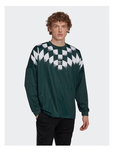 adidas Тениска с дълъг ръкав Rekive Graphic HK7330 Зелен Loose Fit