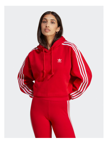 adidas Суитшърт Adicolor Classics Crop Hoodie IB7389 Червен Loose Fit