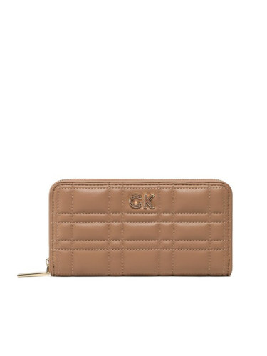 Calvin Klein Голям дамски портфейл Re-Lock Quilt Z/A Wallet Lg K60K609912 Кафяв