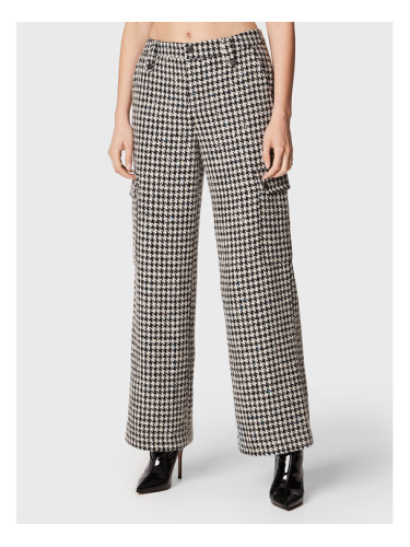 ROTATE Текстилни панталони Sparkly Houndstooth RT1901 Бял Relaxed Fit