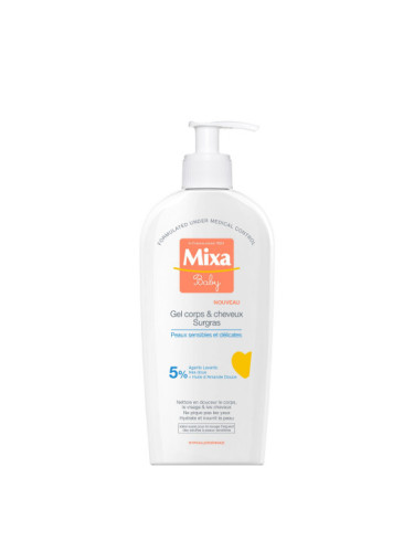 MIXA BABY Нежен гел за измиване на коса/тяло без сапун 250мл