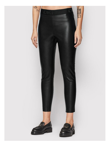 DKNY Панталони от имитация на кожа P1RKXGIJ Черен Slim Fit
