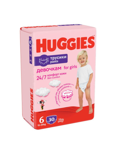 HUGGIES PANTS DISNEY 6-(15-25 кг) Еднокр. гащи МОМИЧЕ 30 бр.