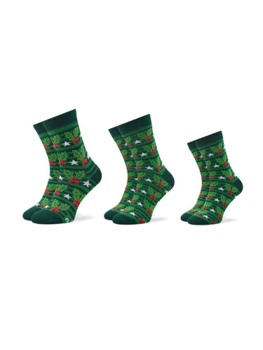 Rainbow Socks Комплект 3 чифта дълги чорапи мъжки Xmas Balls Зелен