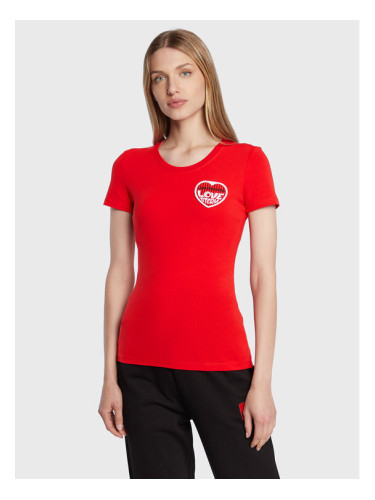 LOVE MOSCHINO Тишърт W4H1980E 1951 Червен Slim Fit