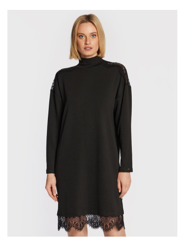 Nissa Плетена рокля RZ13529 Черен Regular Fit