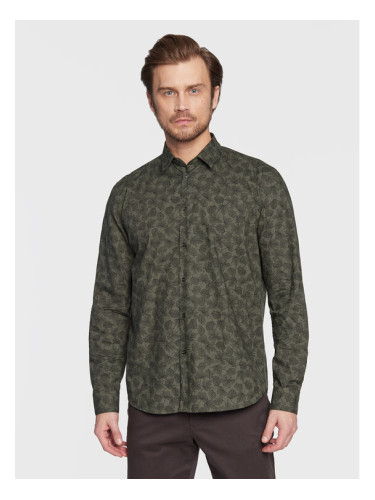 Sisley Риза 5QNUSQ018 Зелен Regular Fit