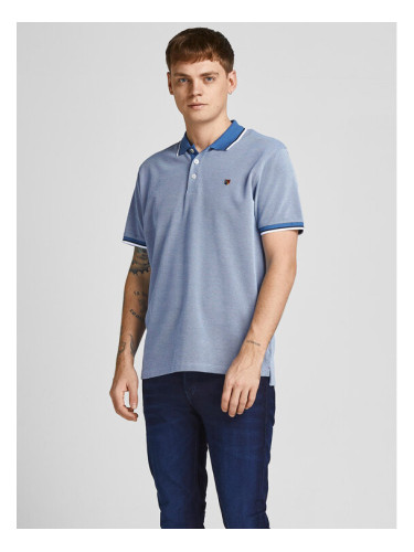 Jack&Jones Тениска с яка и копчета Bluwin 12169064 Син Regular Fit