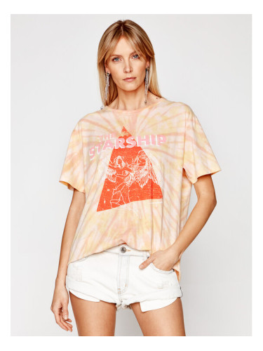 One Teaspoon Тишърт Starship Sunset Tie Dye Tee 23917 Оранжев Boyfriend Fit