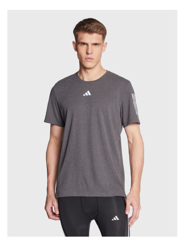 adidas Тениска от техническо трико Own The Run HR6617 Сив Regular Fit