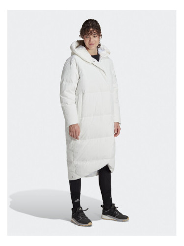 adidas Пухено яке Big Baffle Down Coat HN9939 Бял Loose Fit