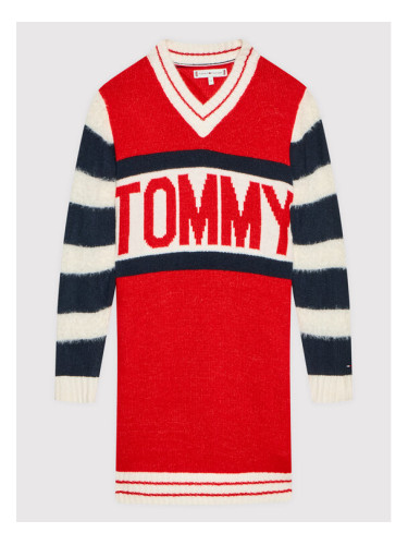 Tommy Hilfiger Плетена рокля Bold KG0KG06116 D Червен Regular Fit