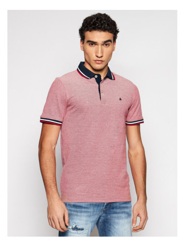 Jack&Jones Тениска с яка и копчета Paulos 12136668 Червен Slim Fit