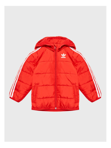 adidas Пухено яке adicolor HK7452 Червен Regular Fit