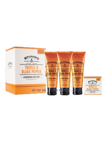 СКОТИШ ФАЙН ЛУКСОЗЕН ПОДАРЪЧЕН КОМПЛЕКТ ЗА МЪЖЕ БЯЛ ТРЪН И ЧЕРЕН ПИПЕР