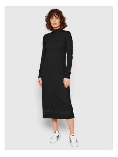 adidas Плетена рокля Rib HE6916 Черен Regular Fit