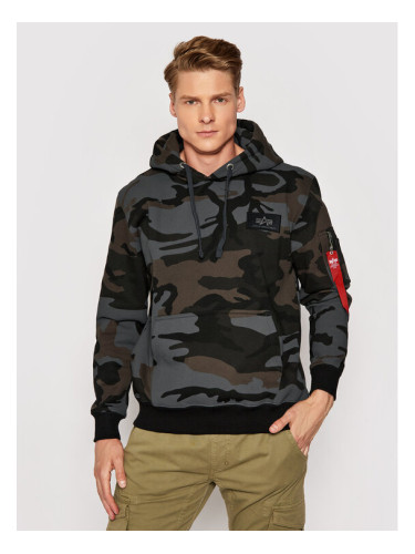Alpha Industries Суитшърт Print Camo 178318C Сив Regular Fit