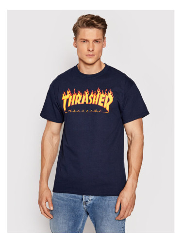 Thrasher Тишърт Flame Тъмносин Regular Fit