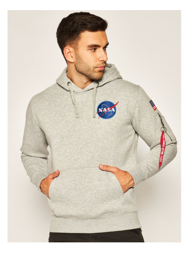 Alpha Industries Суитшърт Space Shuttle 178317 Сив Regular Fit