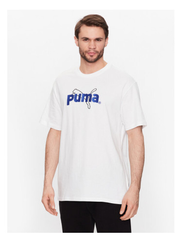 Puma Тишърт Team Graphic 538256 Бял Relaxed Fit