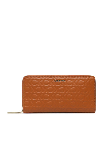 Голям дамски портфейл Calvin Klein Ck Must Z/A Wallet Lg Embossed K60K610253 Кафяв