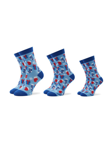 Комплект 3 чифта дълги чорапи мъжки Rainbow Socks Xmas Balls Син
